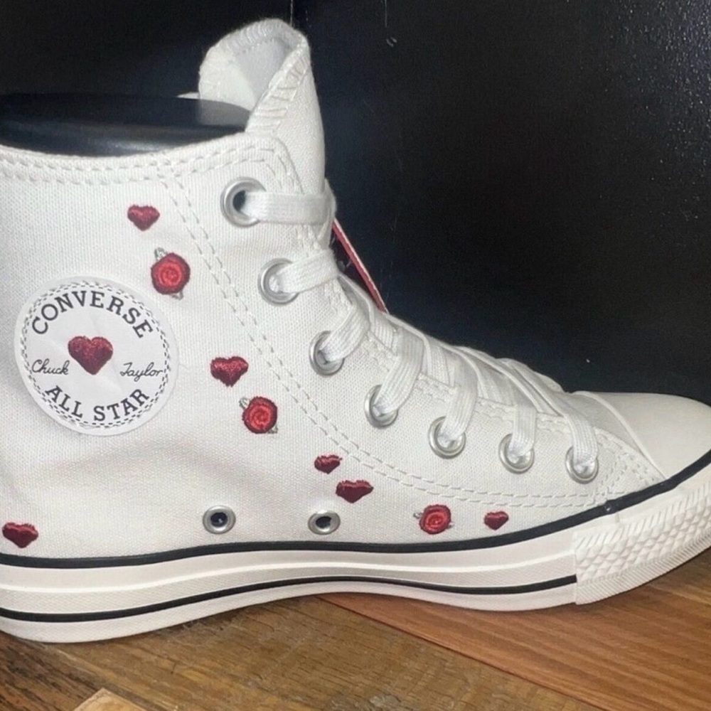 Women CONVERSE Valentines Day Chuck Taylor All Star Hi White Sneakers (A13650C) - Picture 2 of 6